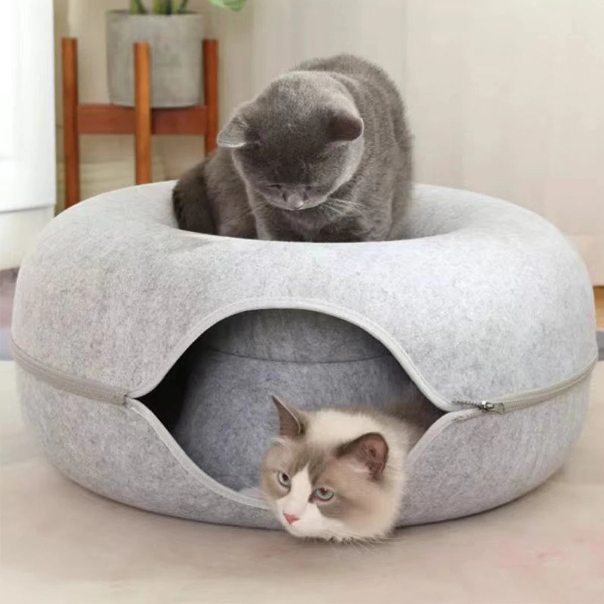 Felt Donut Tunnel Cat Bed