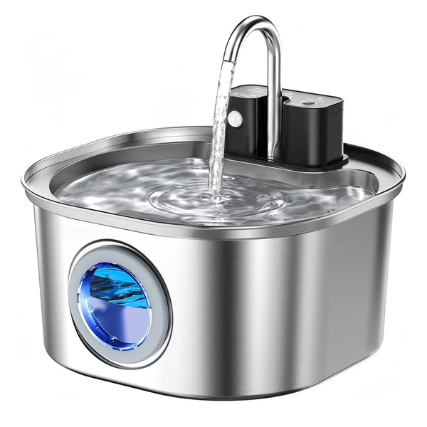 Cordless Stainless Steel Pet Water Fountain, 3 L