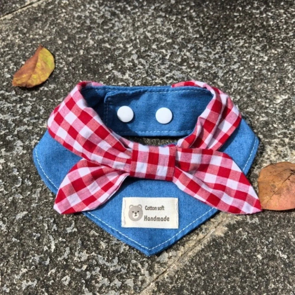 Gingham Bandana Bib with Bow Tie