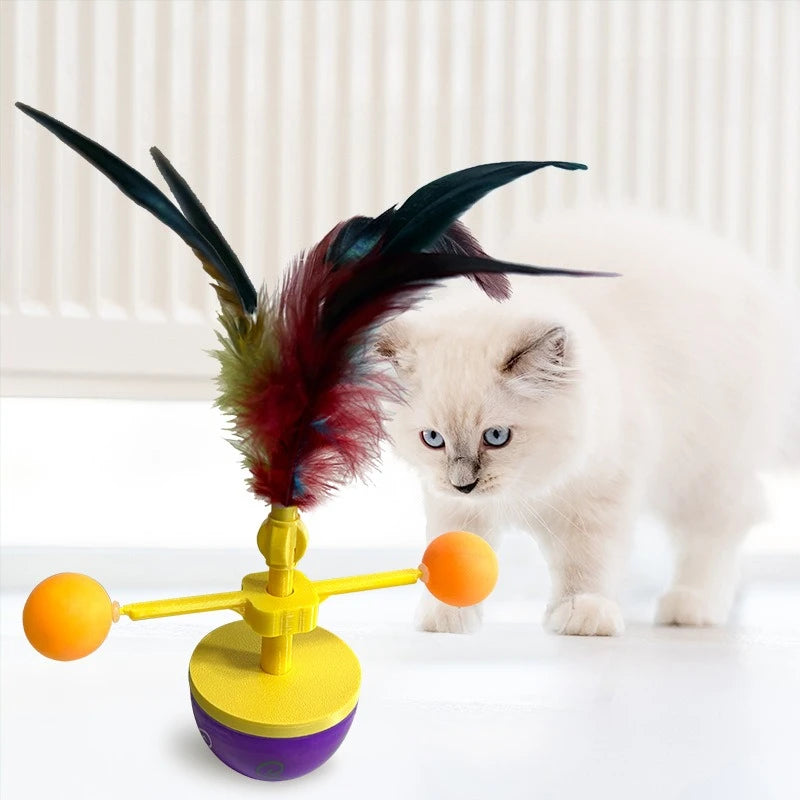 Feather Tumbler Cat Toy - With ball arms