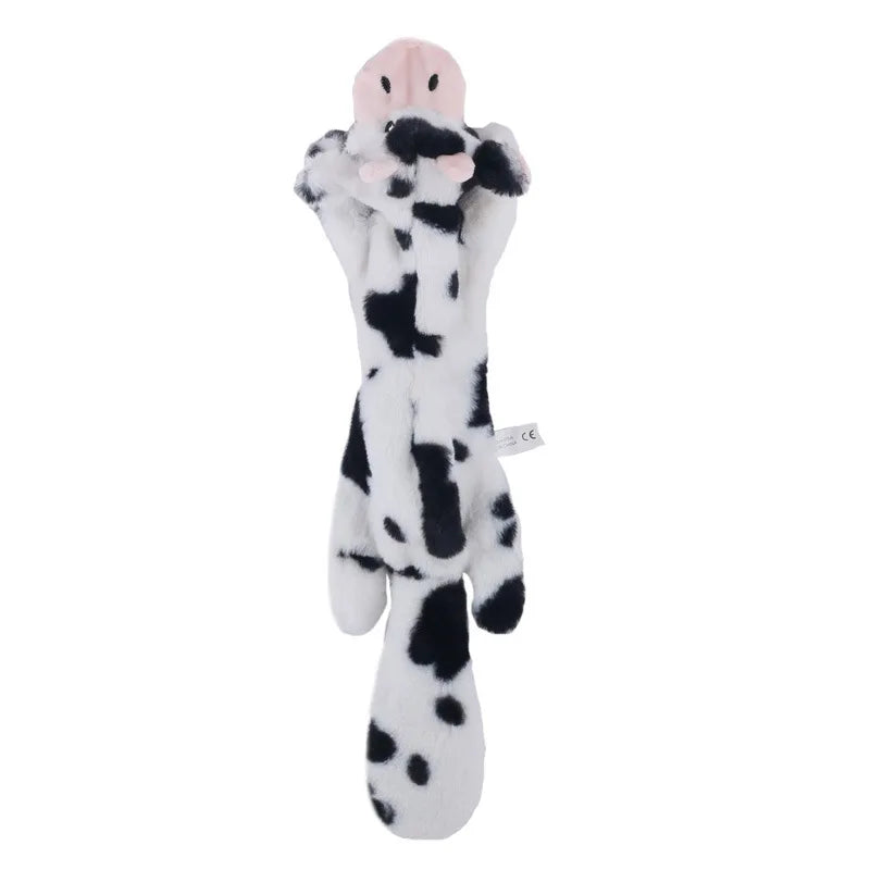 Plush Animal Squeaky Dog Toys - Cow