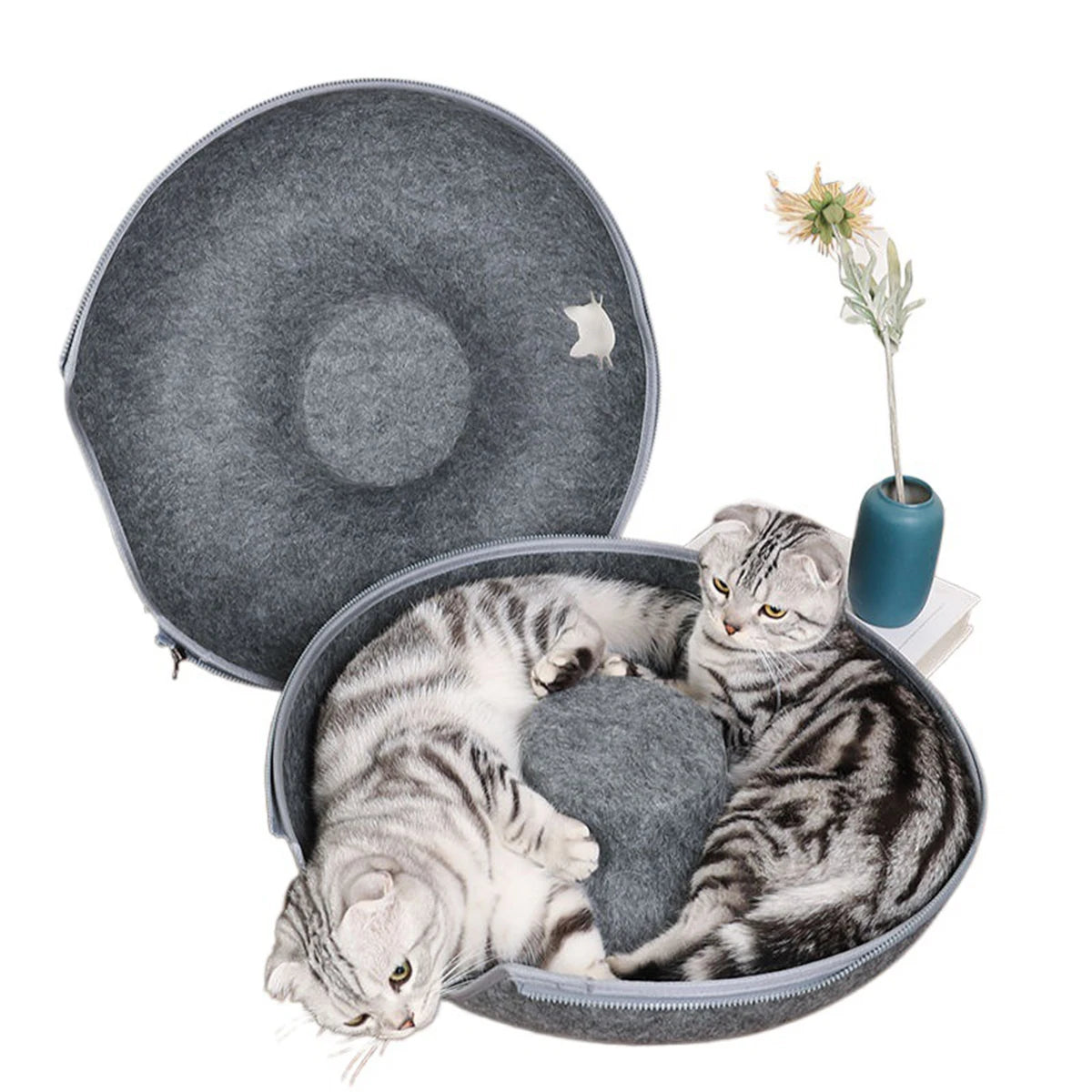Felt Donut Tunnel Cat Bed