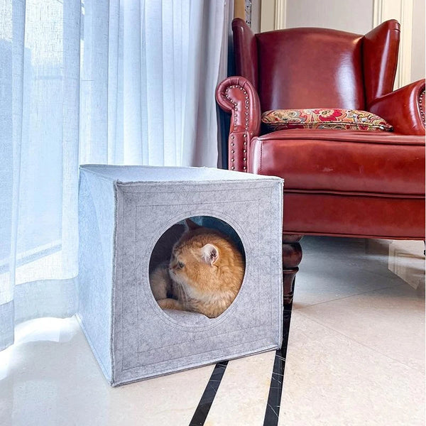 Felt Cat Cube Bed