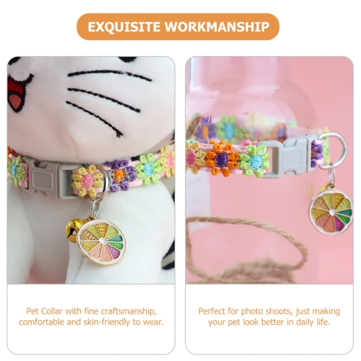 Flower Cat Collar with Bell and Charm