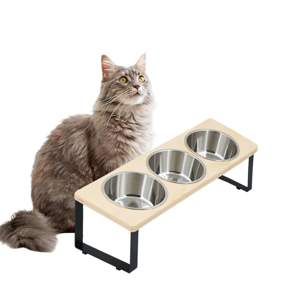 Triple Bowl Stand with Mat - Stand with 3 bowls