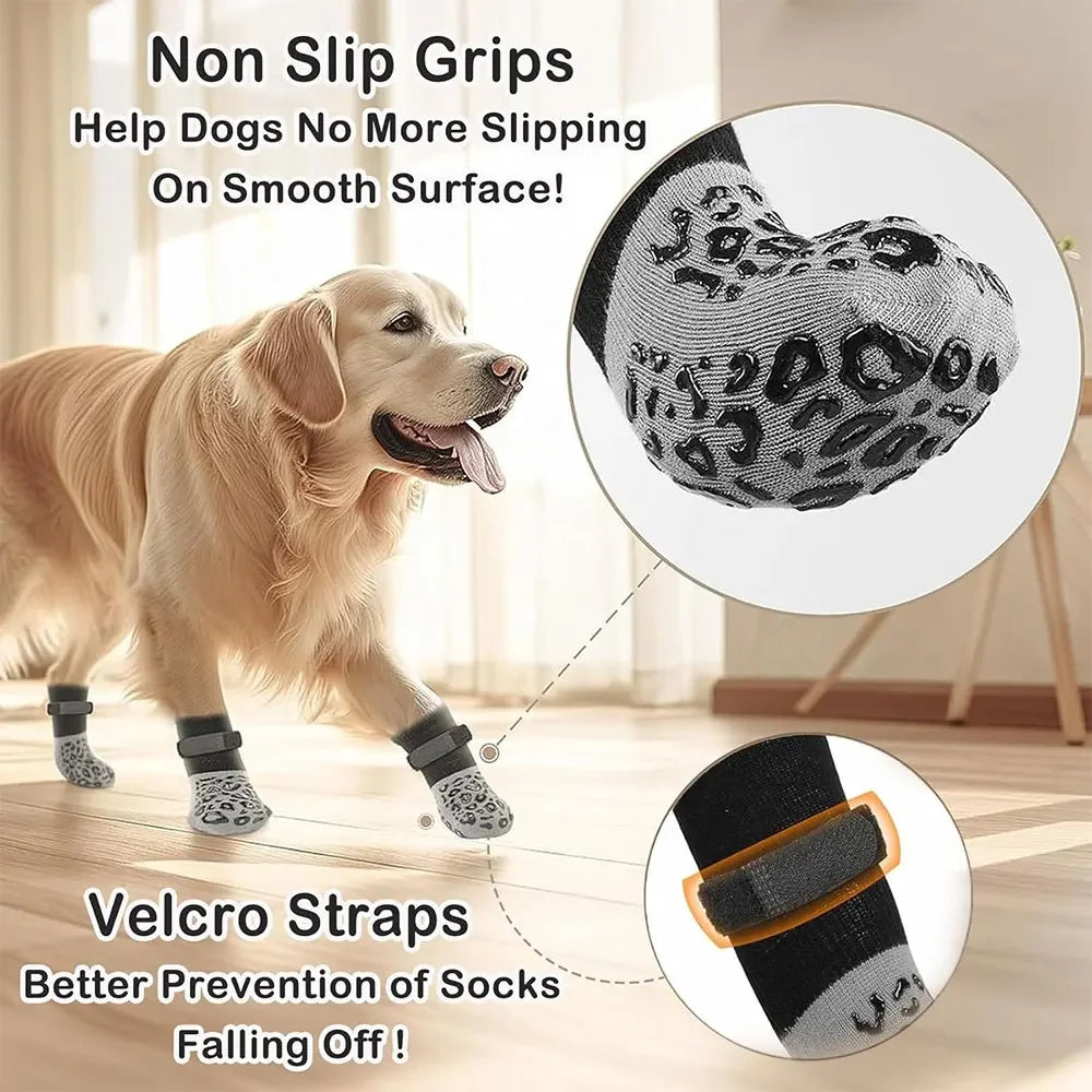 Anti-Slip Dog Grip Socks, Set of 4
