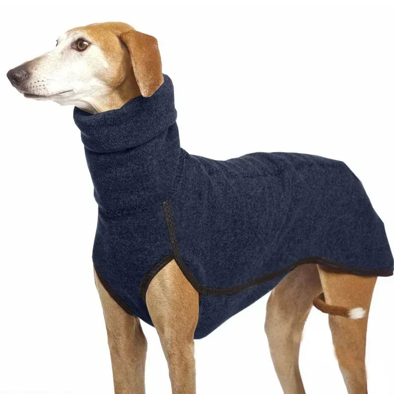 High-Neck Fleece Coat for Sighthounds - Navy / S