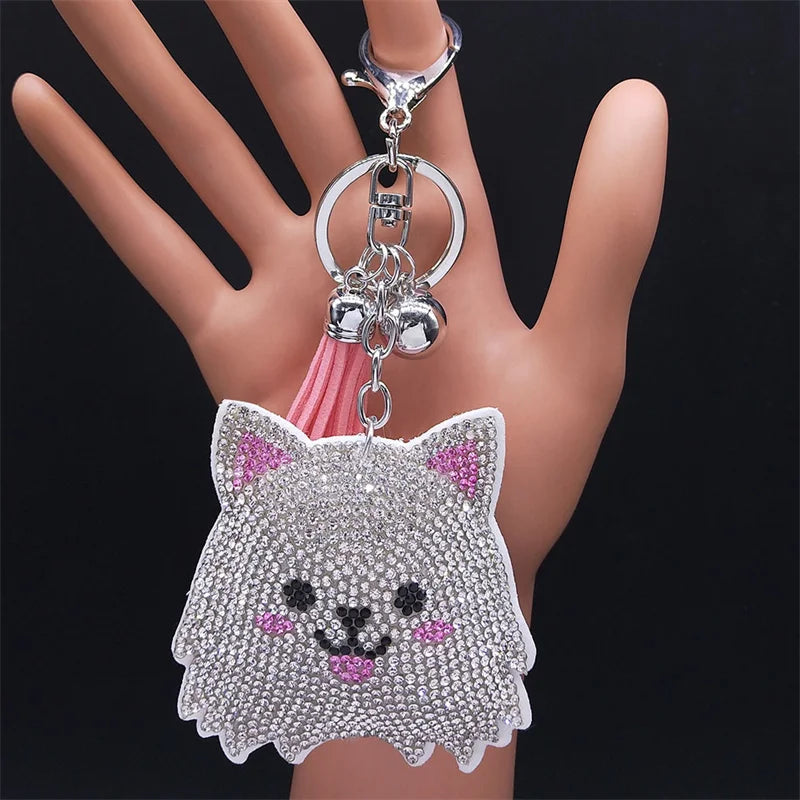 Crystal Cat & Dog Keyring