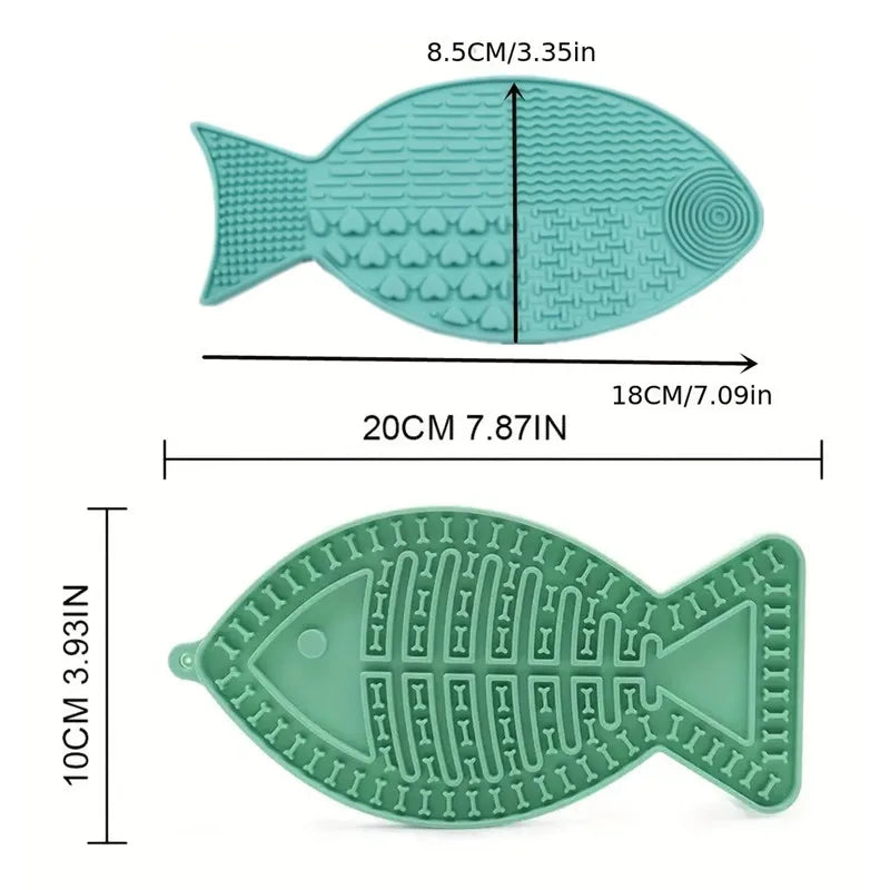 Fish-Shaped Lick Mat with Suction Cups