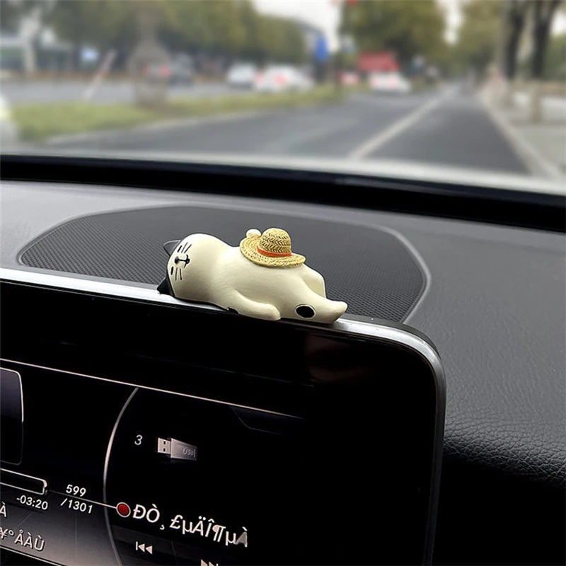 Sleepy Kitten Dashboard Figurine