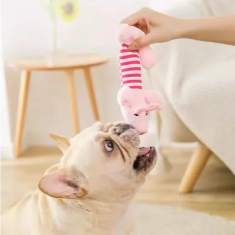 Long Plush Animal Squeaky Dog Toy