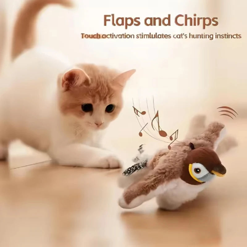 Chirping Flapping Bird Cat Toy, Rechargeable