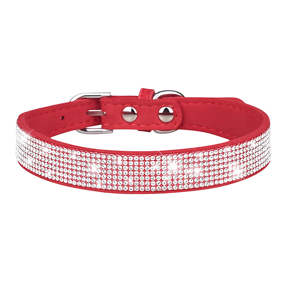 Sparkly Rhinestone Collar for Dogs and Cats - Red / L