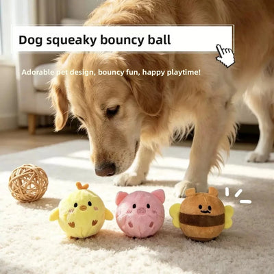 Plush Spiky Squeaky Ball Dog Toy