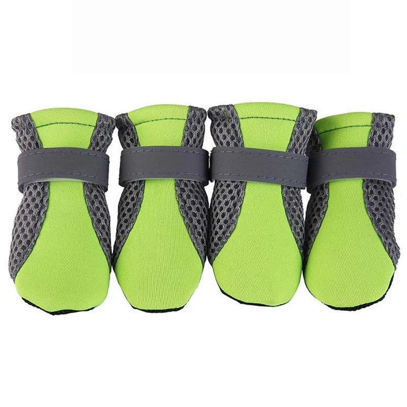 Breathable Reflective Dog Boots - Green / S