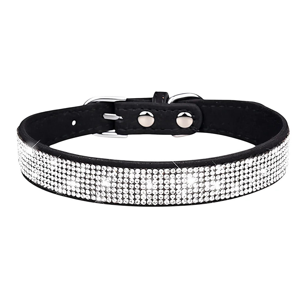 Sparkly Rhinestone Collar for Dogs and Cats - Black / S
