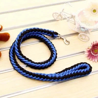 Heavy-Duty Braided Dog Lead, 1.3 m - Black And Blue / S Width 1.0 cm