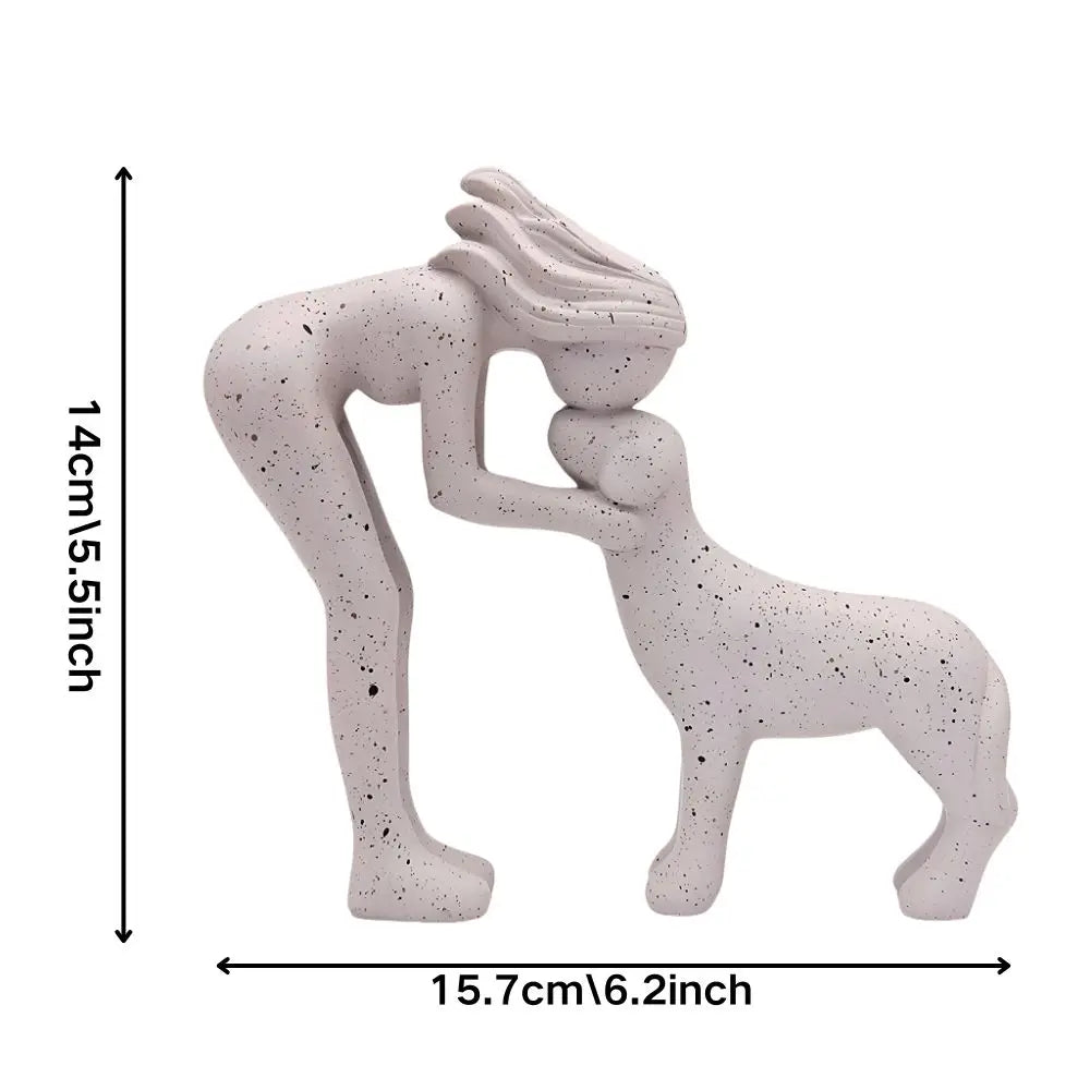 Girl Hugging Dog Statue