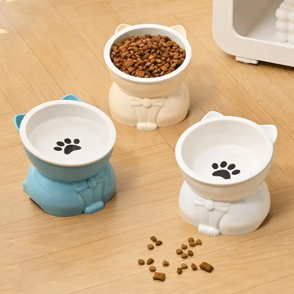 Ceramic Cat Bowl with Paw Print