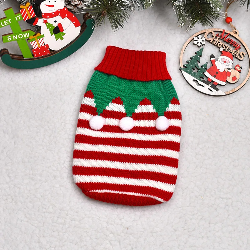 Christmas and Winter Jumper for Small Dogs and Cats - Red White / S
