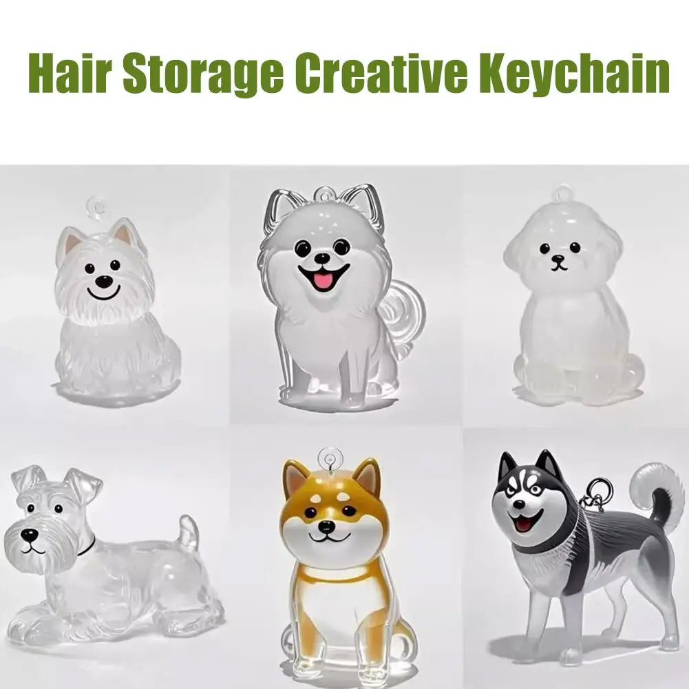 Dog Shaped Fur Keepsake Keyring