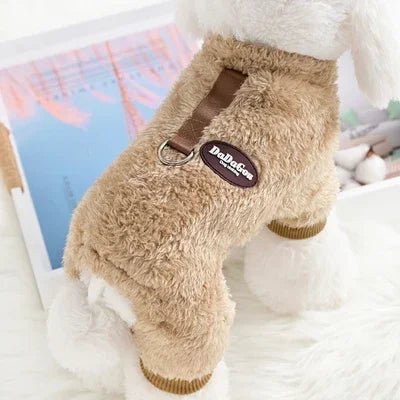Padded Four-Leg Winter Jumpsuit for Small Dogs - Brown / S (1 to 2 kg)