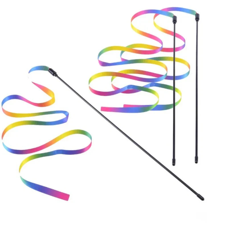 Rainbow Ribbon Cat Wand
