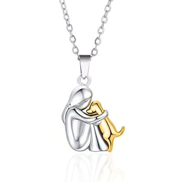 Girl Hugging Pet Necklace