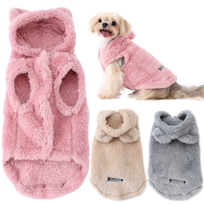 Plush Coat with Bunny Ears for Small Dogs
