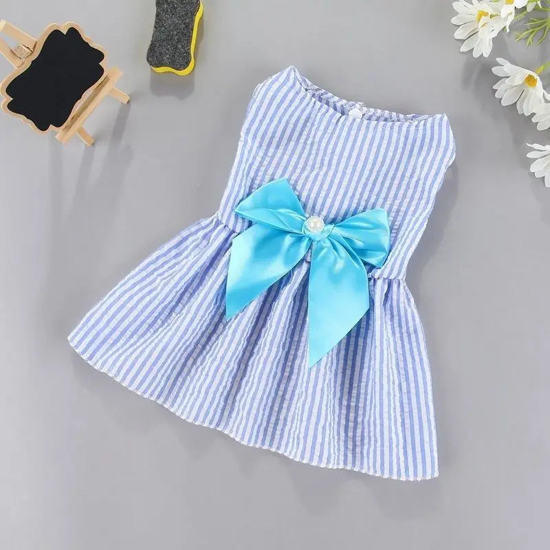 Bow Princess Dress for Small Dogs - Blue / XS