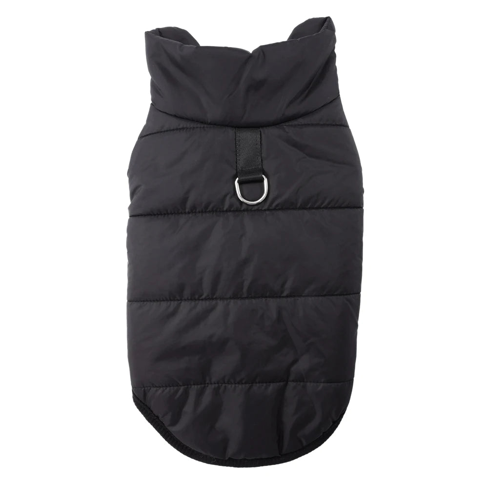 Water-Resistant Fleece-Lined Dog Coat - Black / M