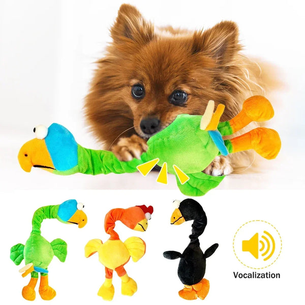 Squeaky Plush Parrot Dog Toy