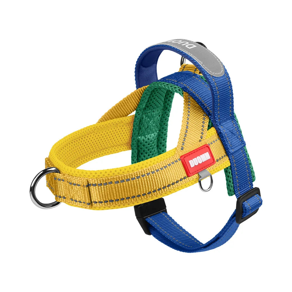 No-Pull Saddle Harness for Small and Medium Dogs - Blue Yellow / XL