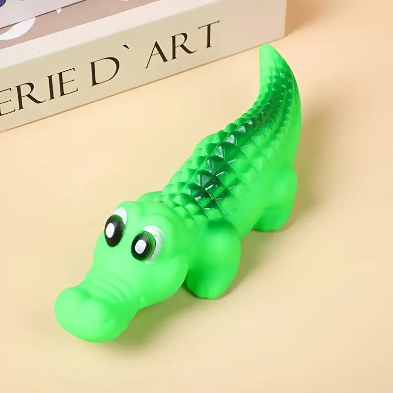 Latex Crocodile Squeaky Toy - Green