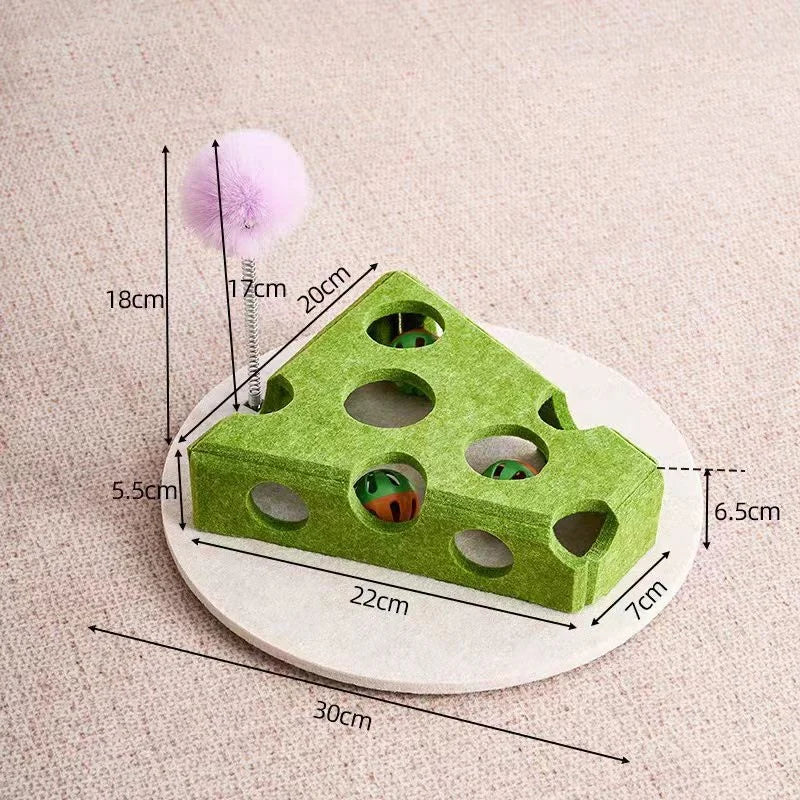 Felt Puzzle Maze Cat Toy with Ball - Green Cheese