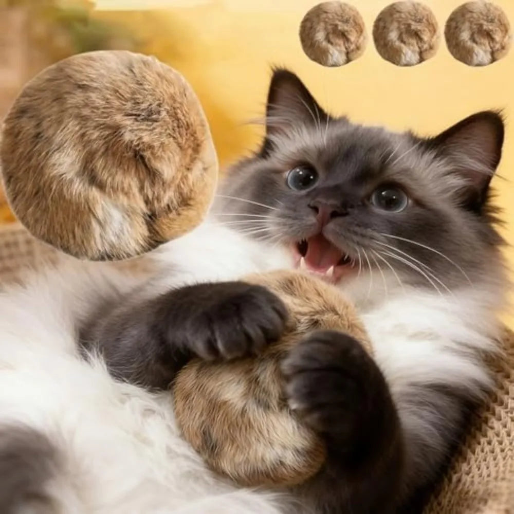 Fluffy Faux Fur Ball Cat Toy