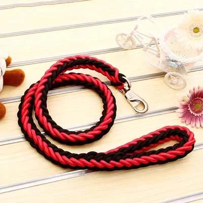 Heavy-Duty Braided Dog Lead, 1.3 m - Black And Red / S Width 1.0 cm