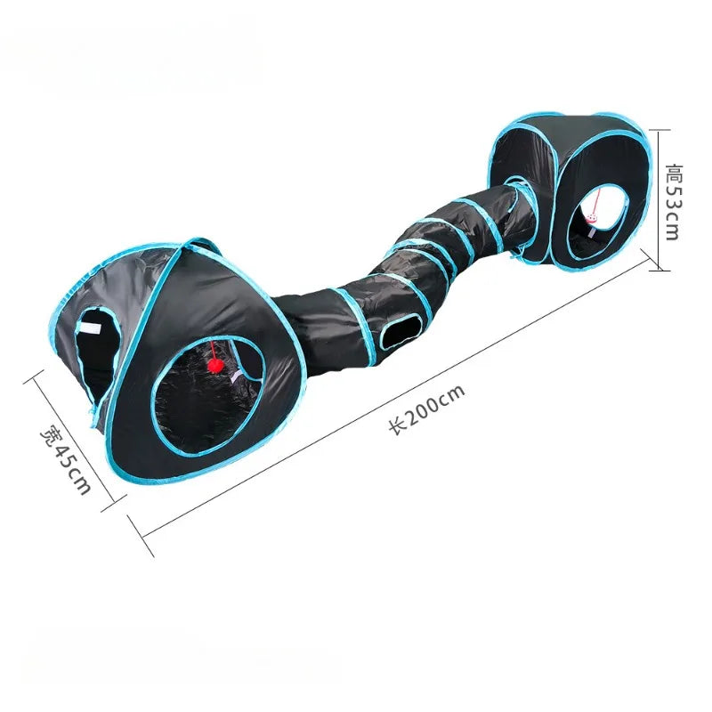 Pop-Up Cat Tunnel, Many Shapes - S-curve with cube