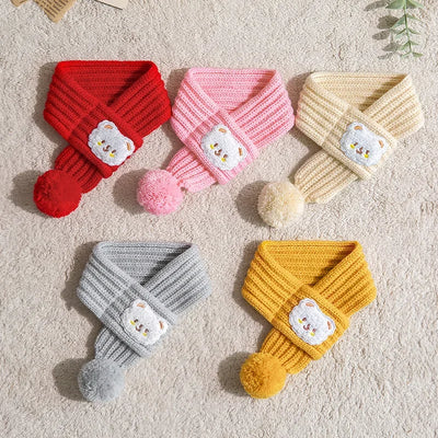 Knitted Pom-Pom Scarf for Small Pets