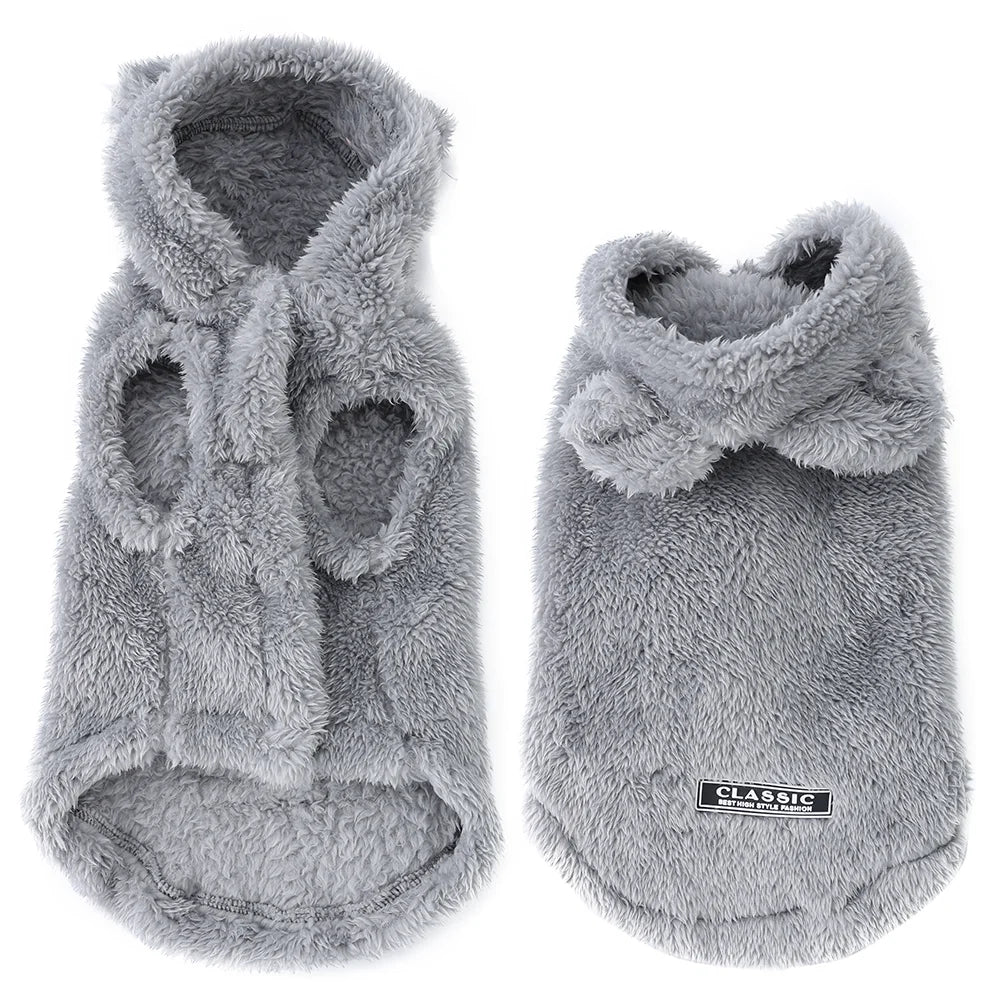 Plush Coat with Bunny Ears for Small Dogs - Gray