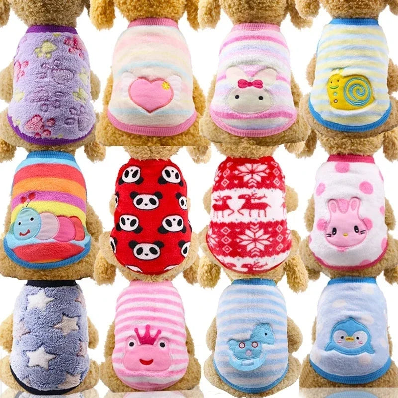 Cartoon Fleece Vest for Cats and Small Dogs