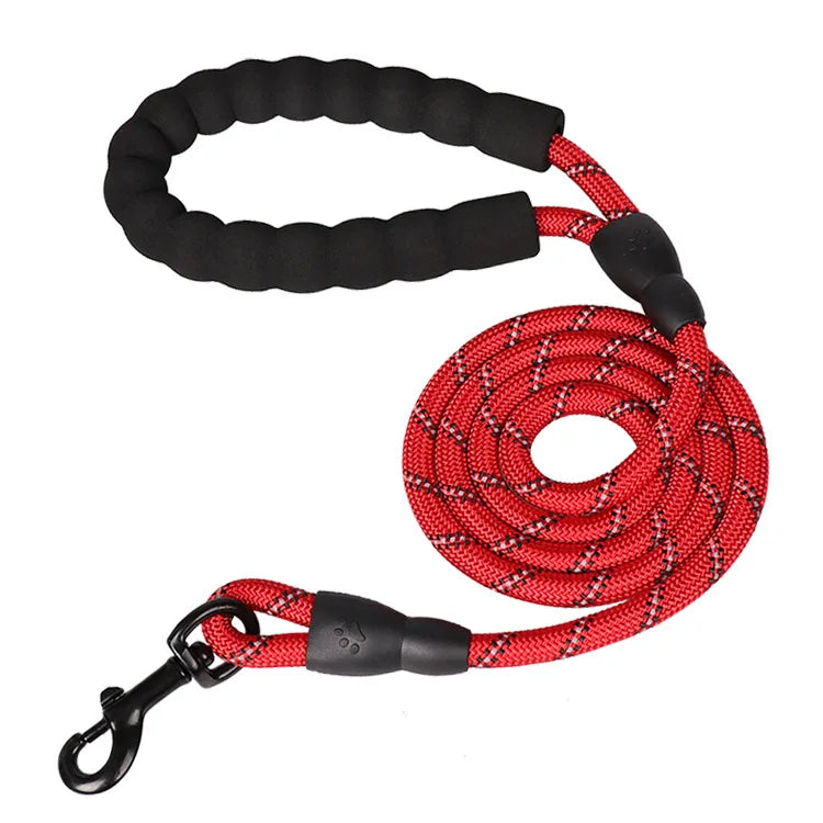 Reinforced Rope Dog Lead with Soft Handle - Red / 0.8 cm 300 cm
