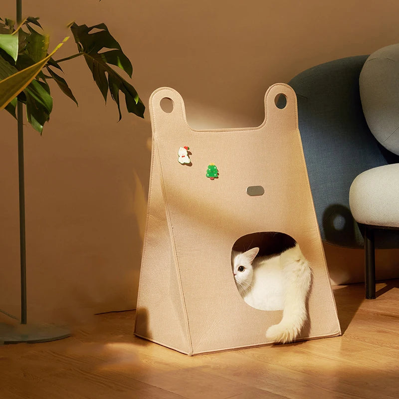 Felt Cat Cube Bed