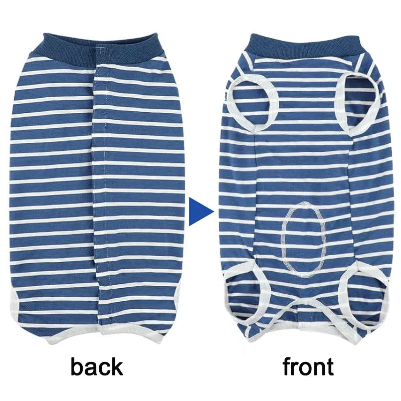 Dog Recovery Suit - Blue Stripe / XS