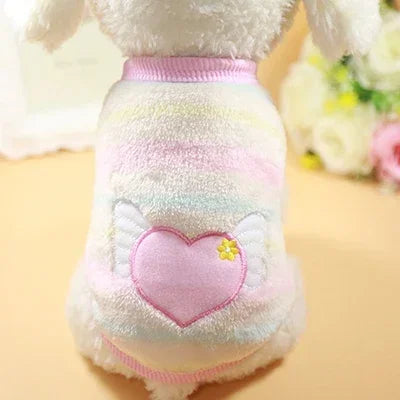 Cartoon Fleece Vest for Cats and Small Dogs - Angel Heart / XS