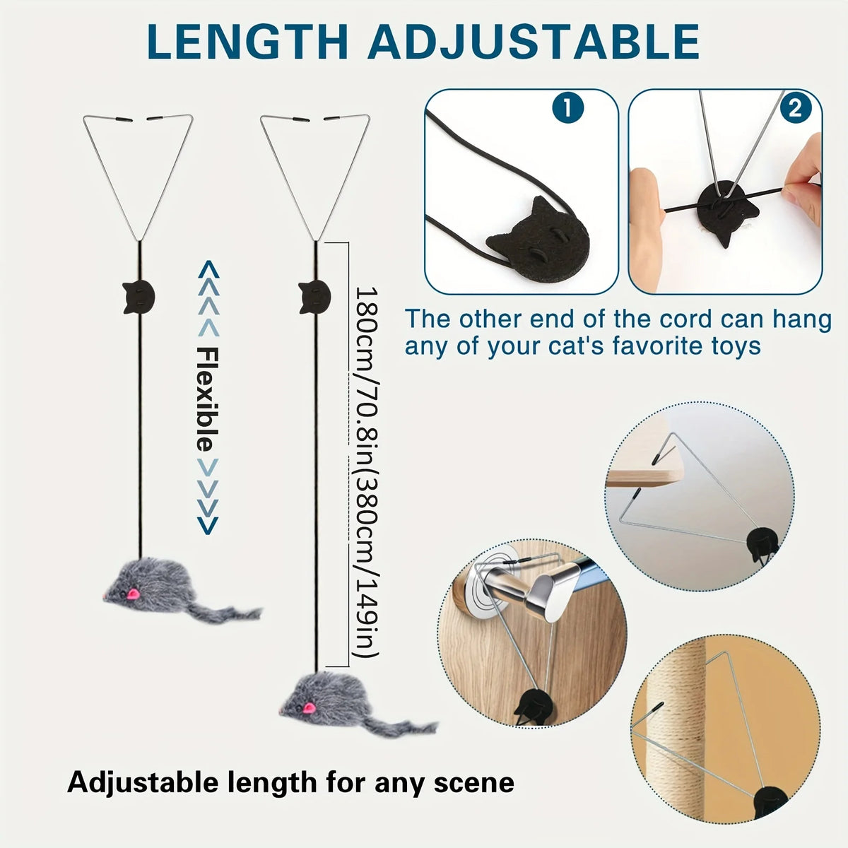 Door-Hanging Elastic Cat Toy with Mouse
