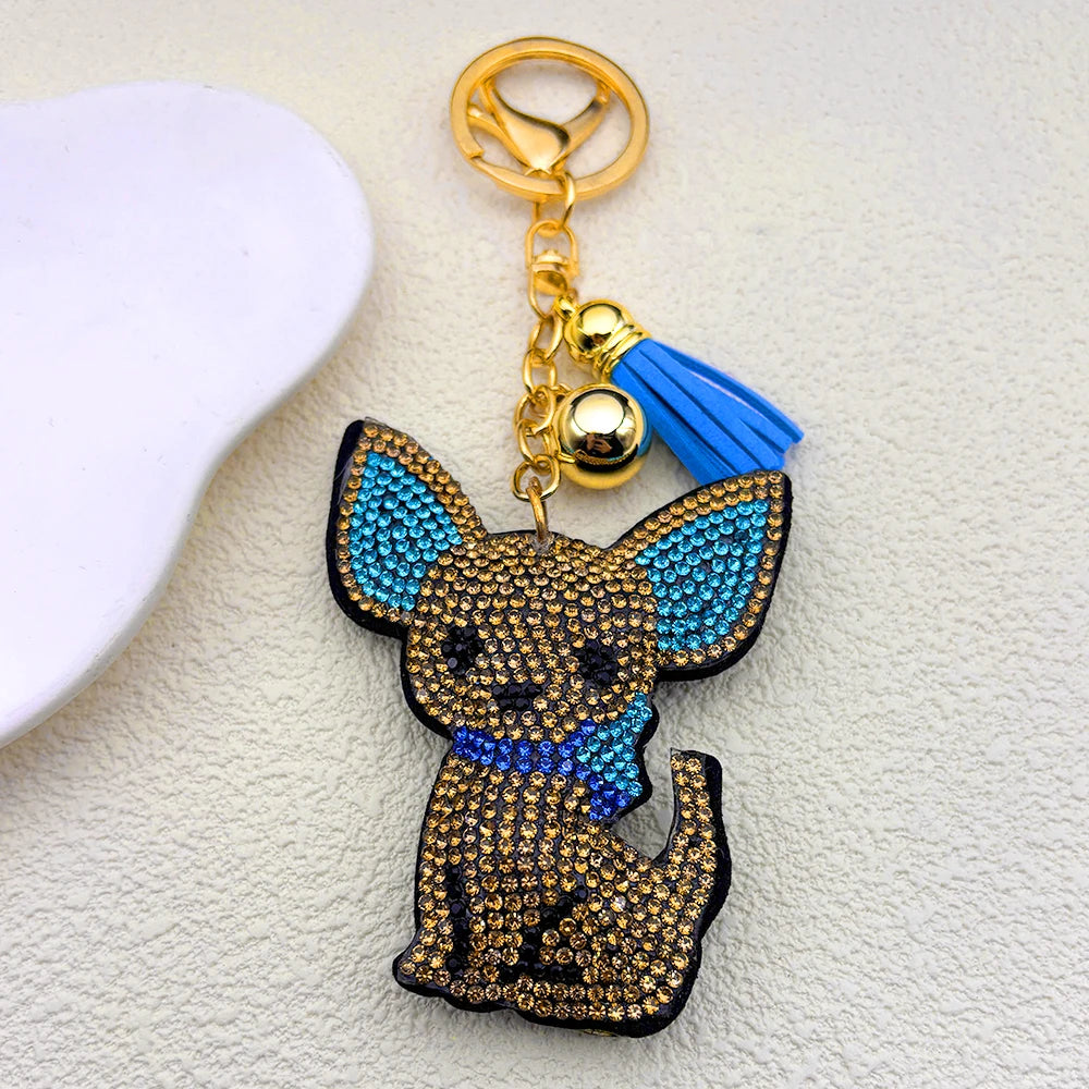 Crystal Cat & Dog Keyring