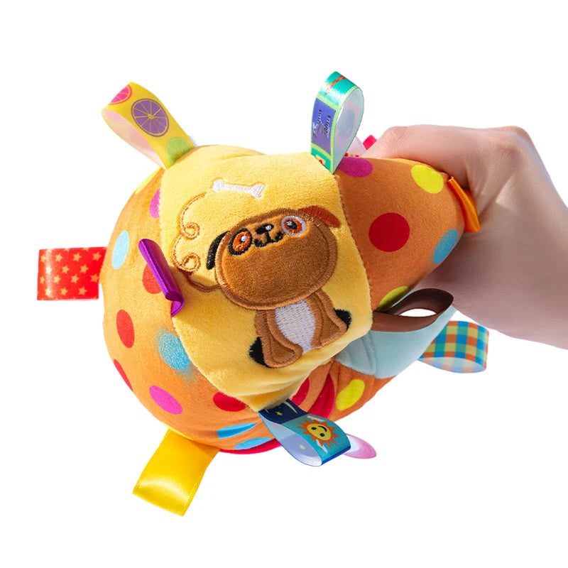 Plush Tag Ball Dog Toy with Squeaker