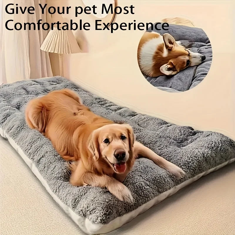 Plush Crate Mat Dog Bed - Silver