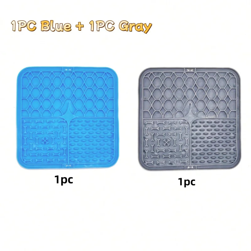 Silicone Lick Mat with Suction Cups - Blue And Gray